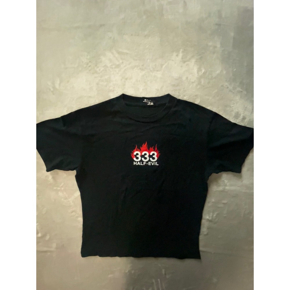 Half Evil 333 Flame Logo Black T-Shirt Mens Medium Streetwear Graphic Tee